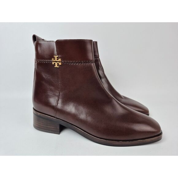 Tory Burch Women's Brown Everly Leather Ankle Booties Size 10 M - Picture 1 of 10